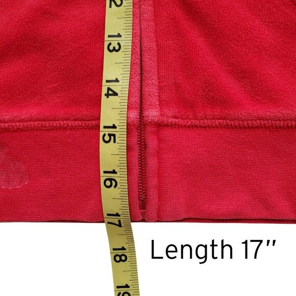 Juicy Couture Girl’s Red Velour Shiny Puppy Rhinestone Crown Graphic Hoodie 6/7 - Picture 8 of 12